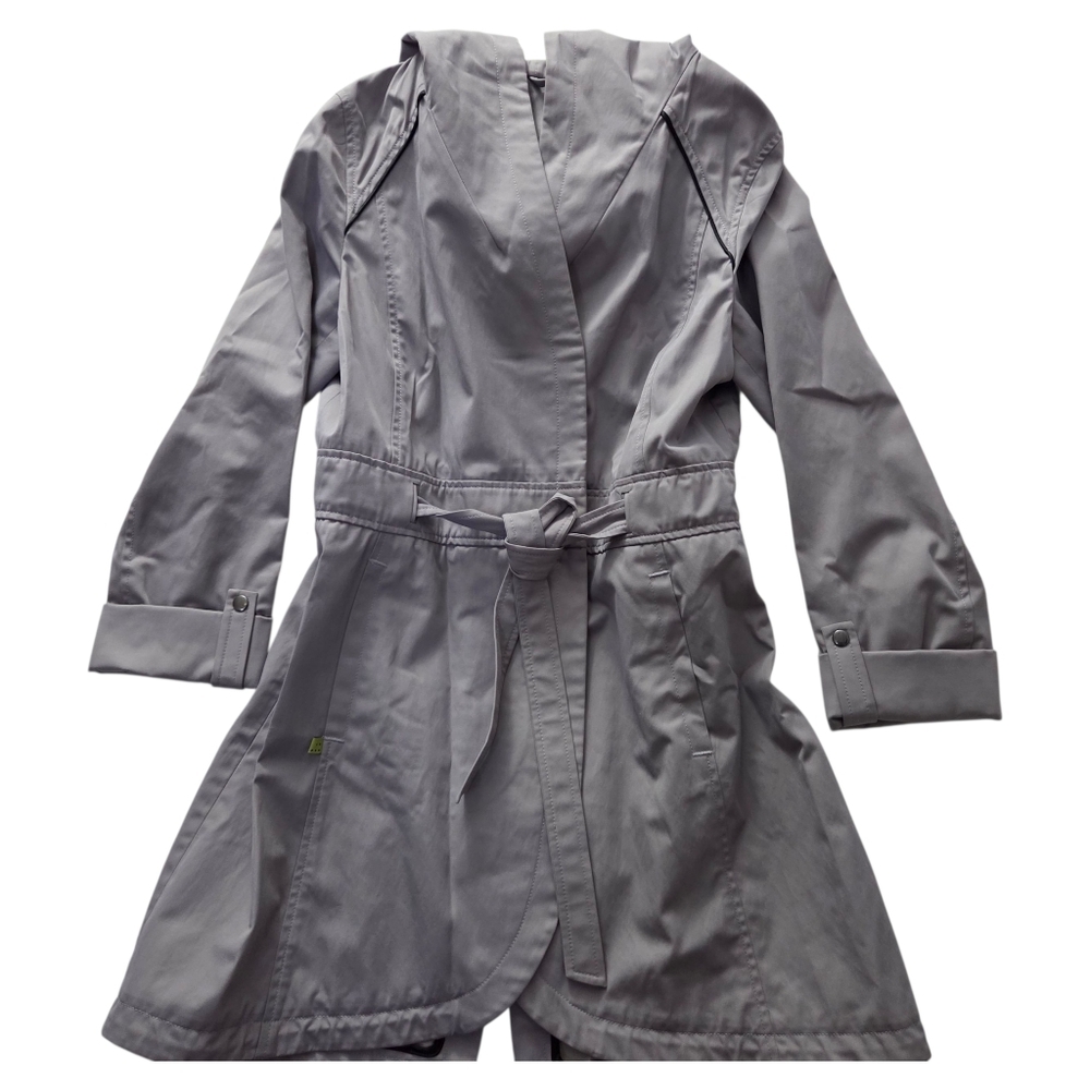 Soia & Kyo Gray Hooded Trench Coat with Belt